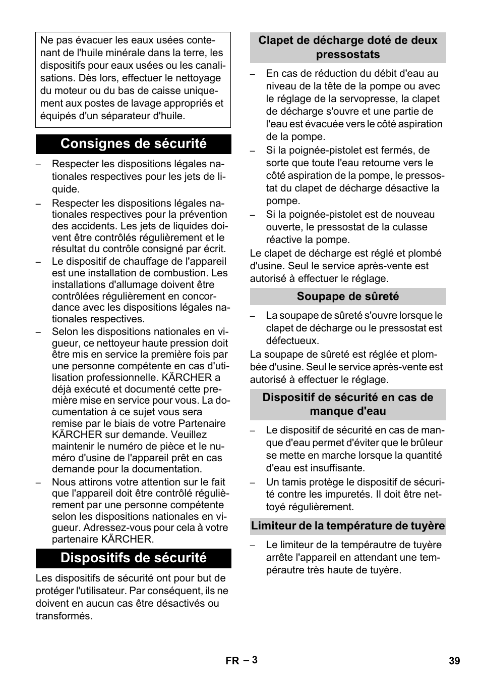 Consignes de sécurité dispositifs de sécurité | Karcher HDS 13-20-4 S EU User Manual | Page 39 / 436