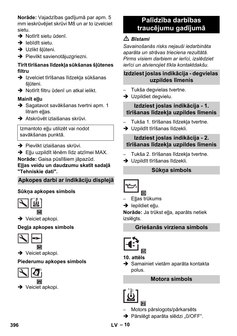 Palīdzība darbības traucējumu gadījumā | Karcher HDS 13-20-4 S EU User Manual | Page 396 / 436