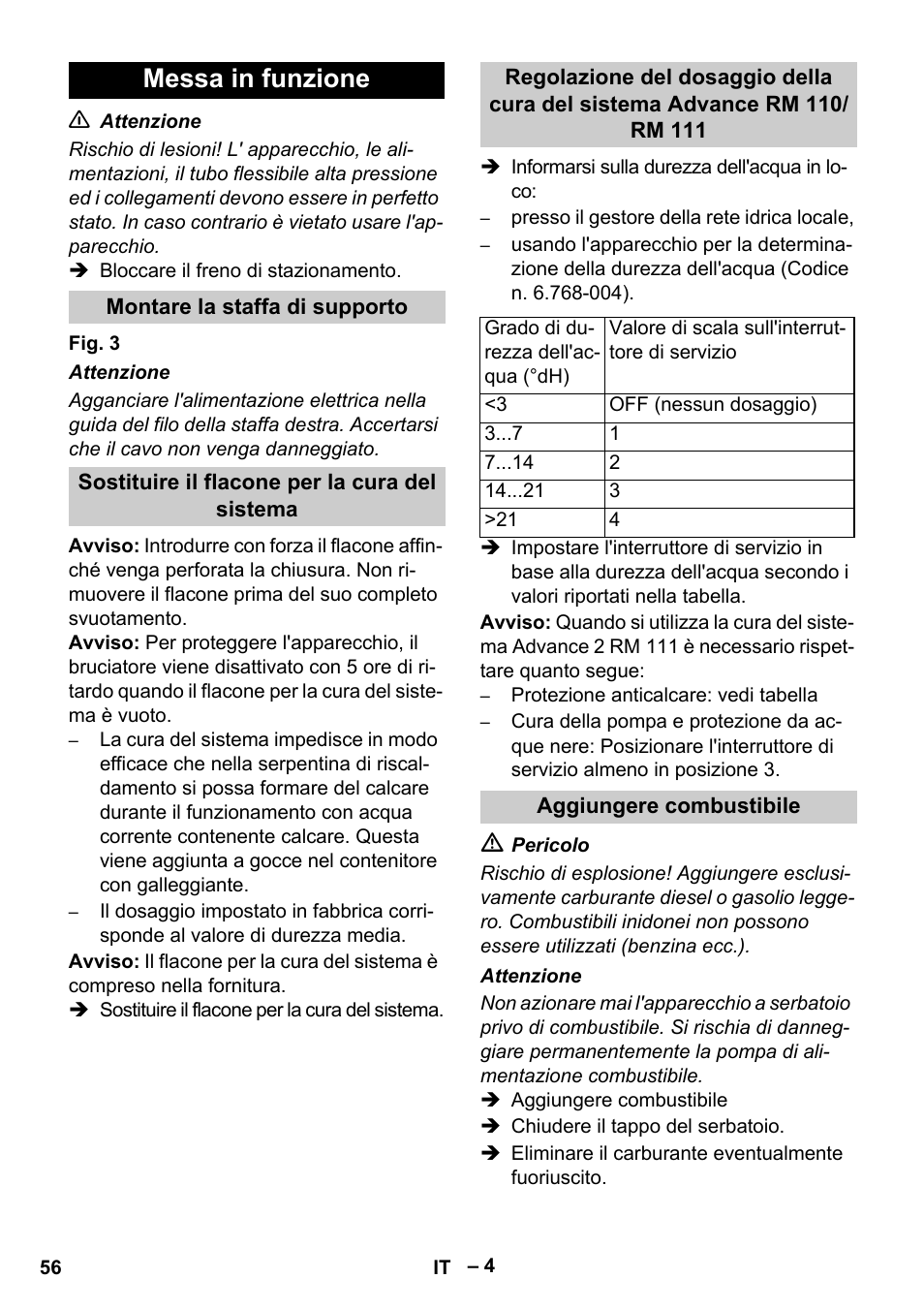 Messa in funzione | Karcher HDS 13-20-4 S EU User Manual | Page 56 / 436