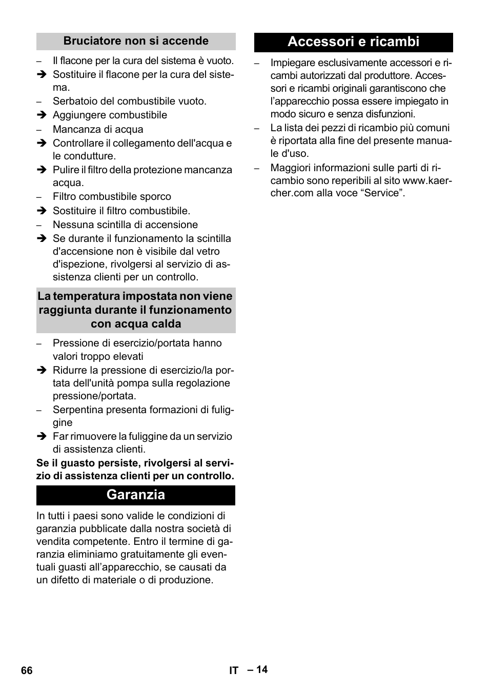 Garanzia accessori e ricambi | Karcher HDS 13-20-4 S EU User Manual | Page 66 / 436