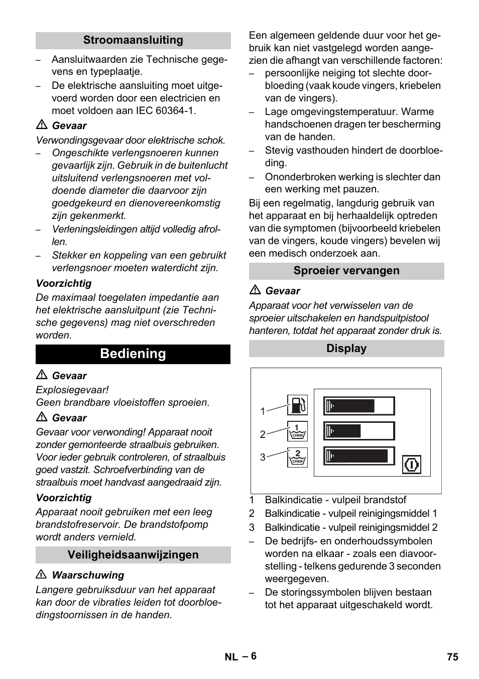 Bediening | Karcher HDS 13-20-4 S EU User Manual | Page 75 / 436