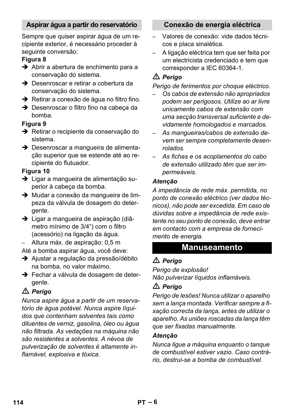 Manuseamento | Karcher HDS 8-17-4M Classic EU User Manual | Page 114 / 468
