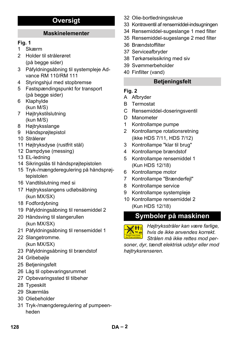 Oversigt, Symboler på maskinen | Karcher HDS 8-17-4M Classic EU User Manual | Page 128 / 468