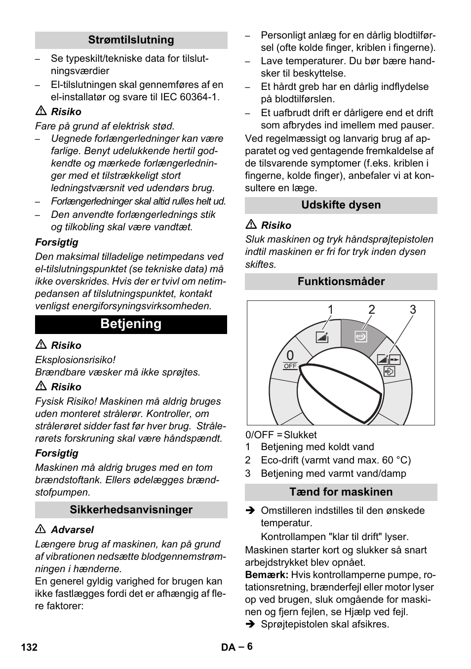 Betjening | Karcher HDS 8-17-4M Classic EU User Manual | Page 132 / 468