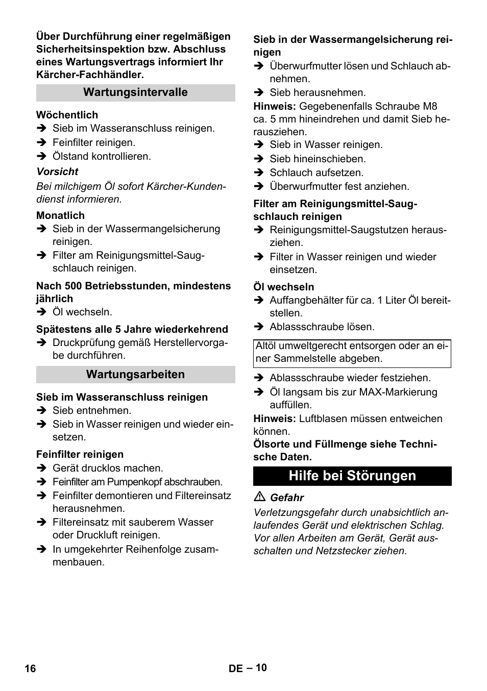 Hilfe bei störungen | Karcher HDS 8-17-4M Classic EU User Manual | Page 16 / 468