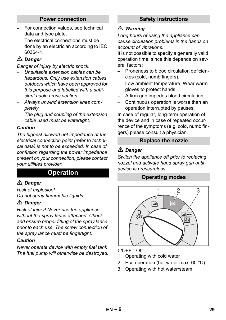Operation | Karcher HDS 8-17-4M Classic EU User Manual | Page 29 / 468