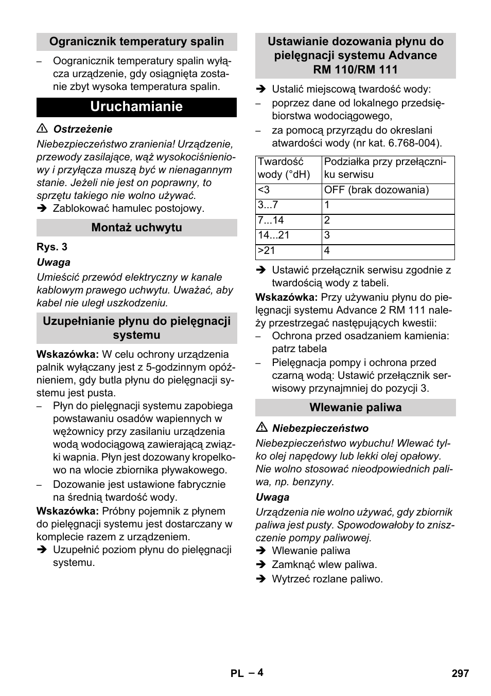 Uruchamianie | Karcher HDS 8-17-4M Classic EU User Manual | Page 297 / 468