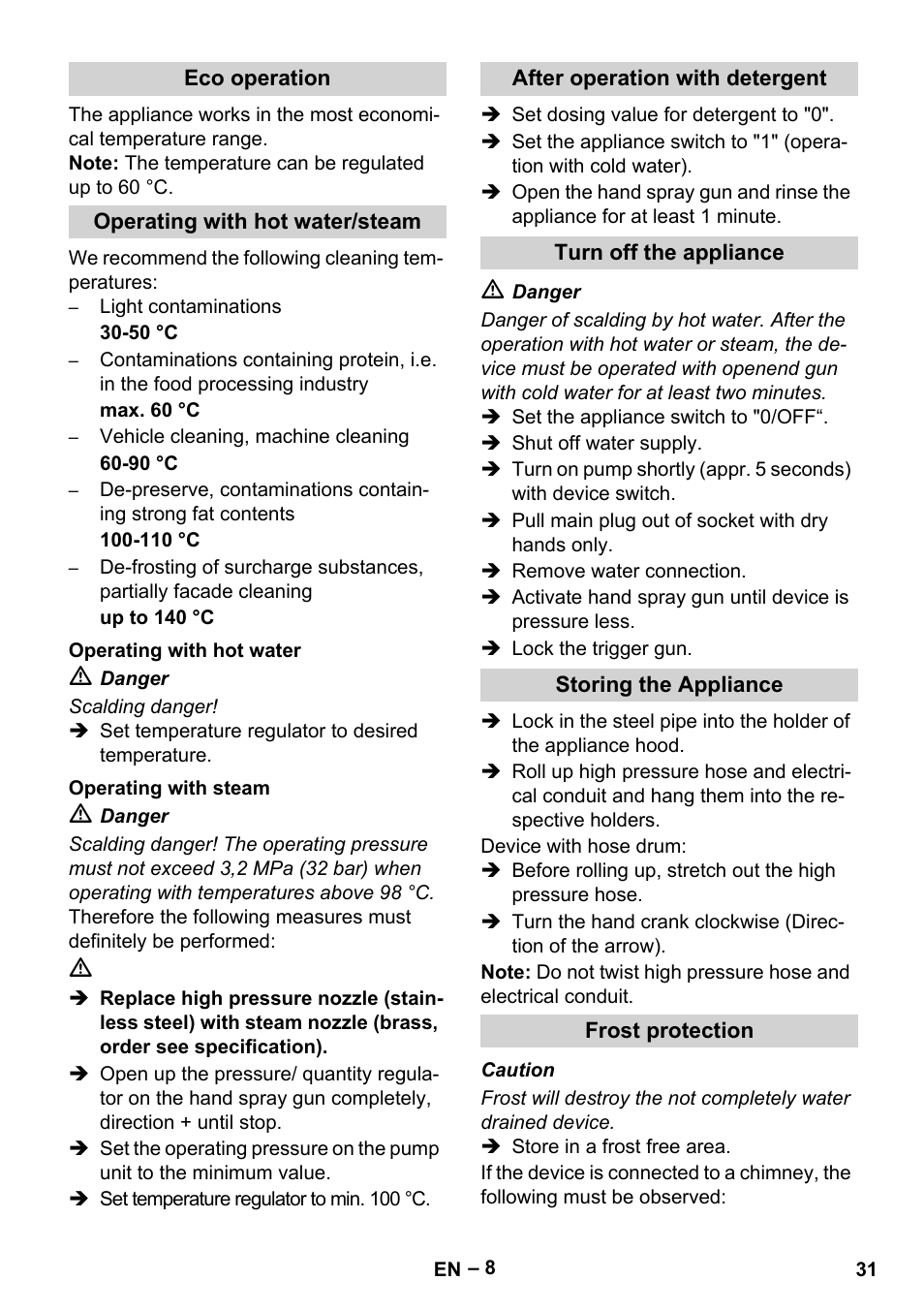 Karcher HDS 8-17-4M Classic EU User Manual | Page 31 / 468