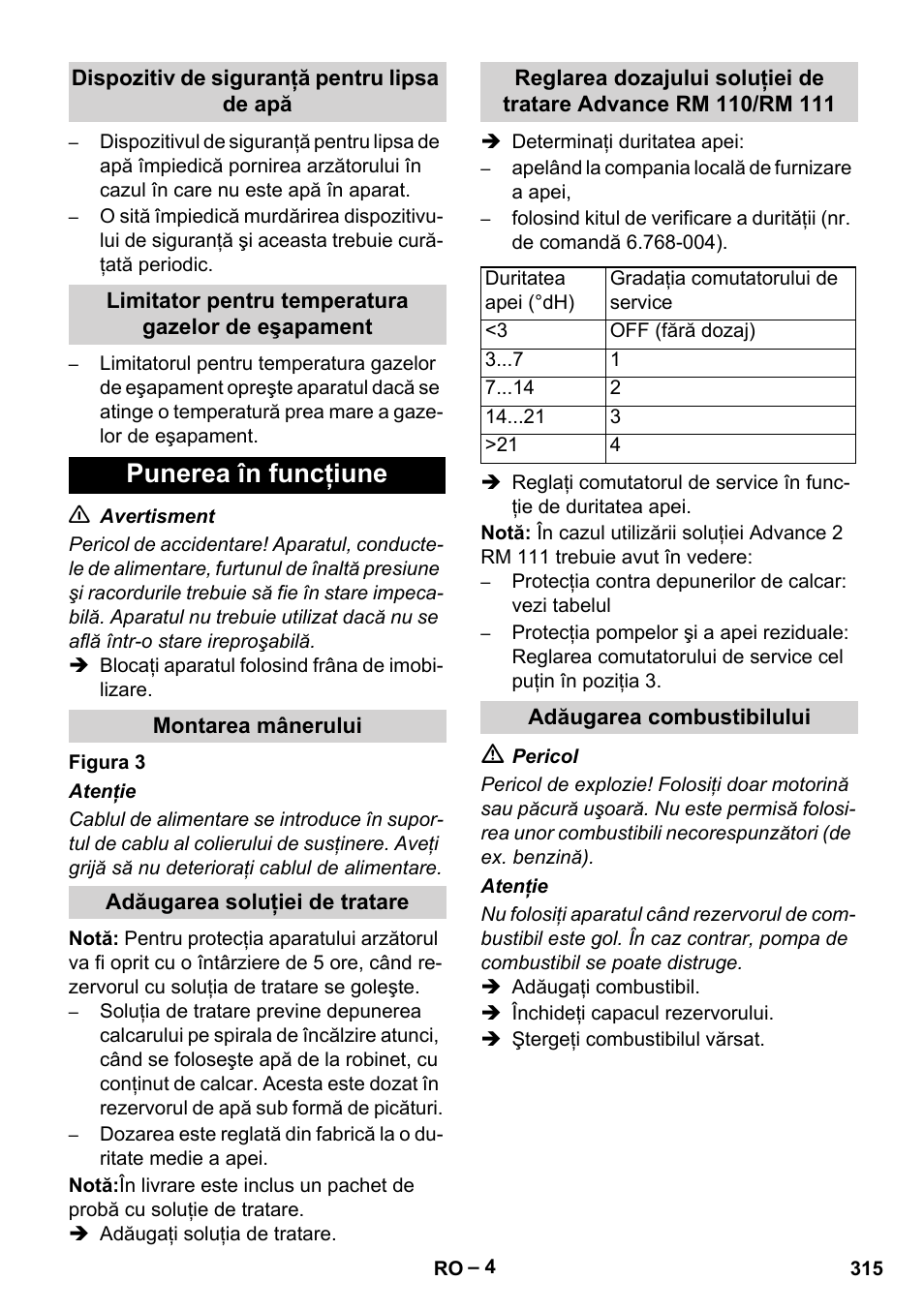 Punerea în funcţiune | Karcher HDS 8-17-4M Classic EU User Manual | Page 315 / 468