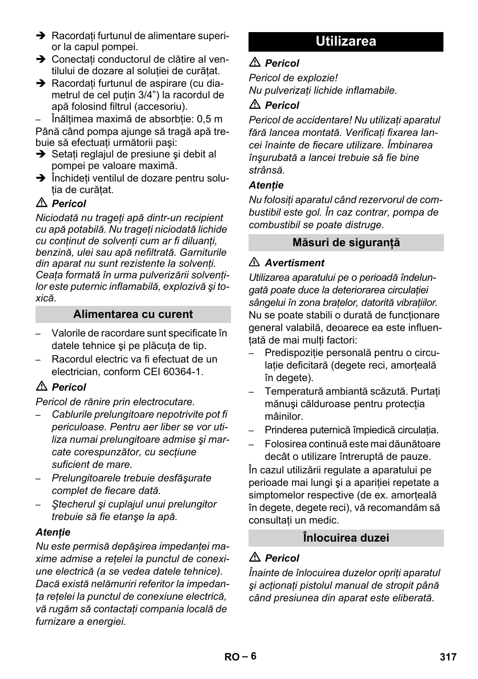 Utilizarea | Karcher HDS 8-17-4M Classic EU User Manual | Page 317 / 468