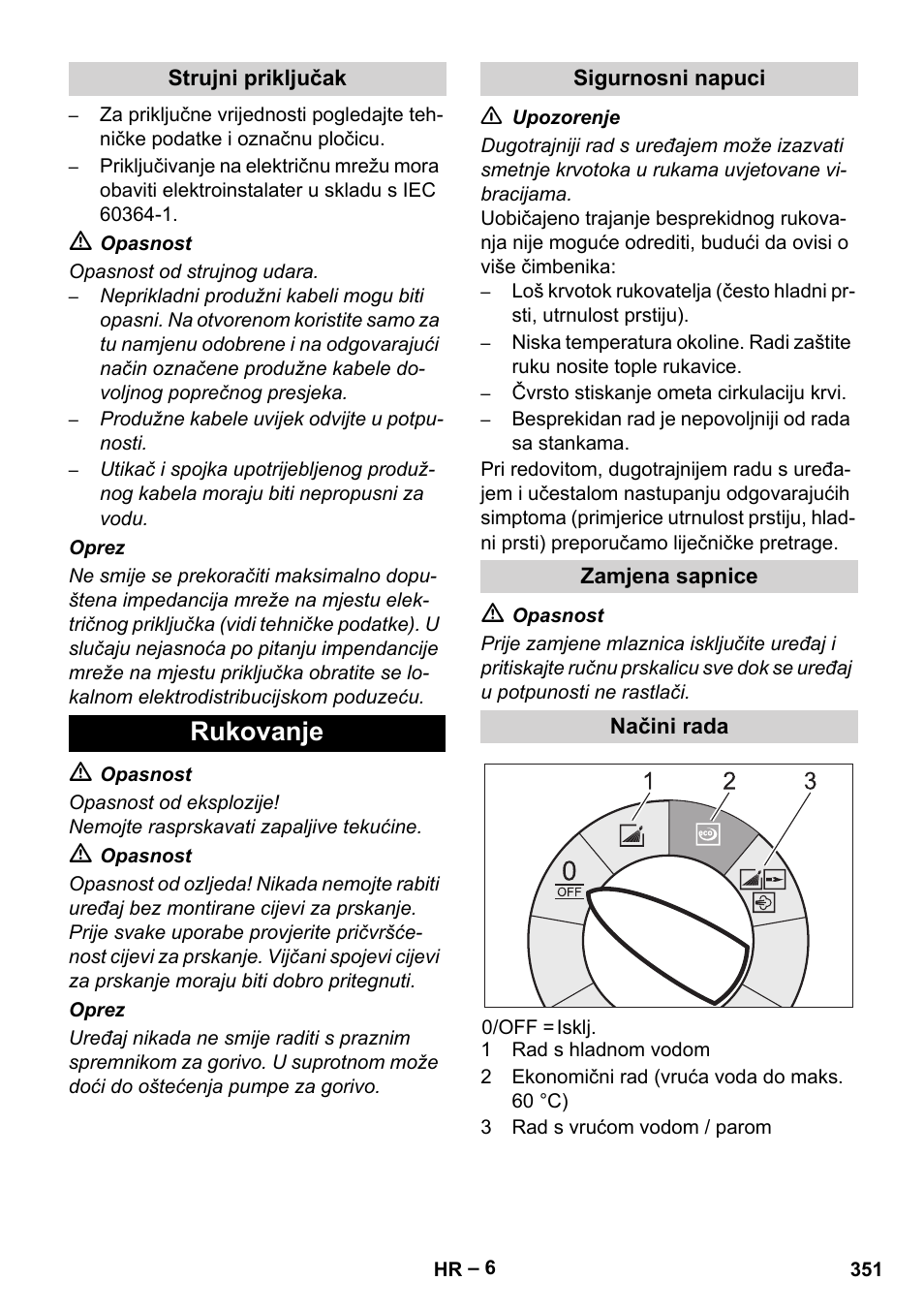 Rukovanje | Karcher HDS 8-17-4M Classic EU User Manual | Page 351 / 468