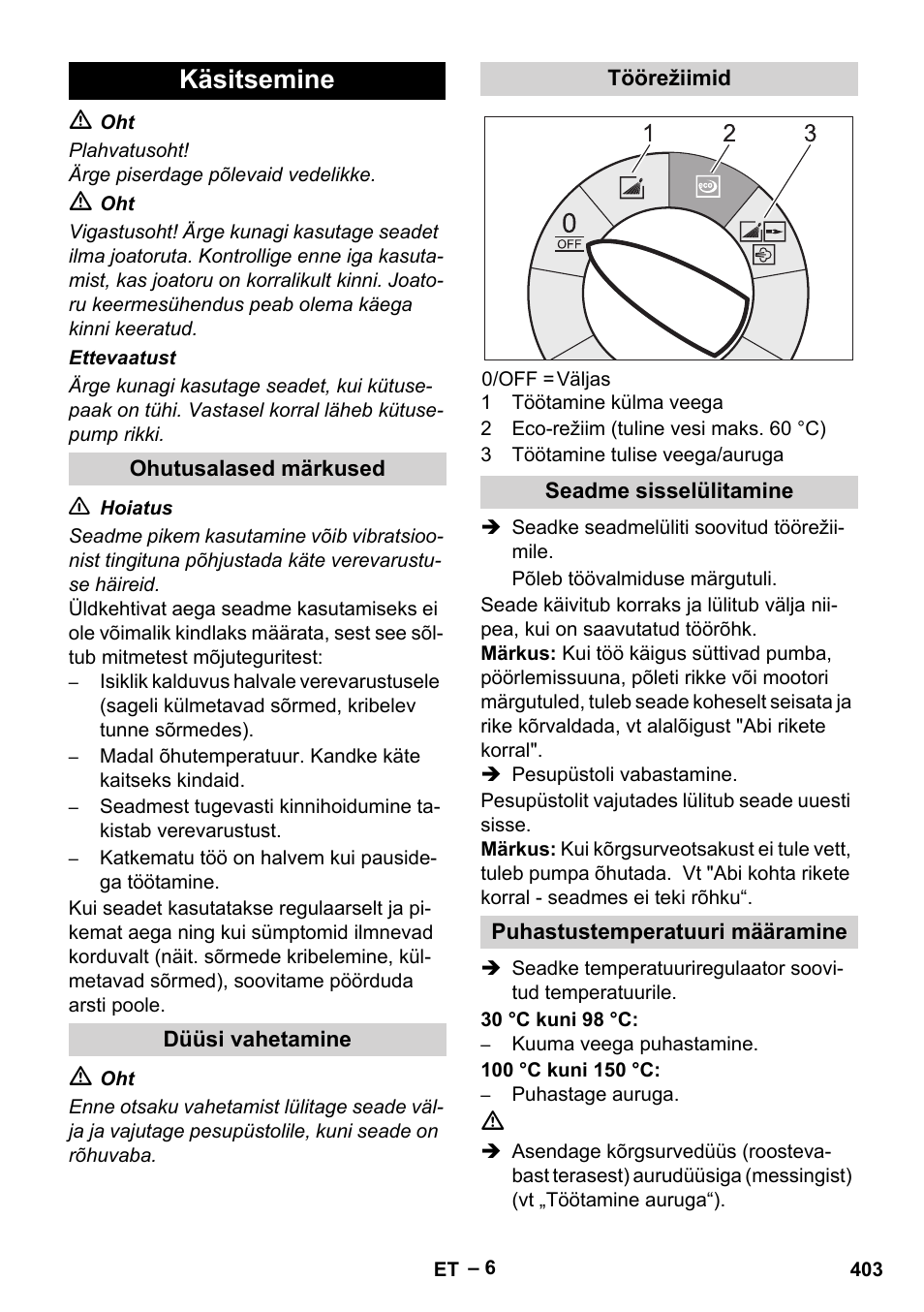 Käsitsemine | Karcher HDS 8-17-4M Classic EU User Manual | Page 403 / 468