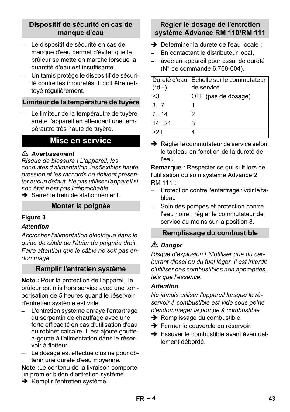 Mise en service | Karcher HDS 8-17-4M Classic EU User Manual | Page 43 / 468