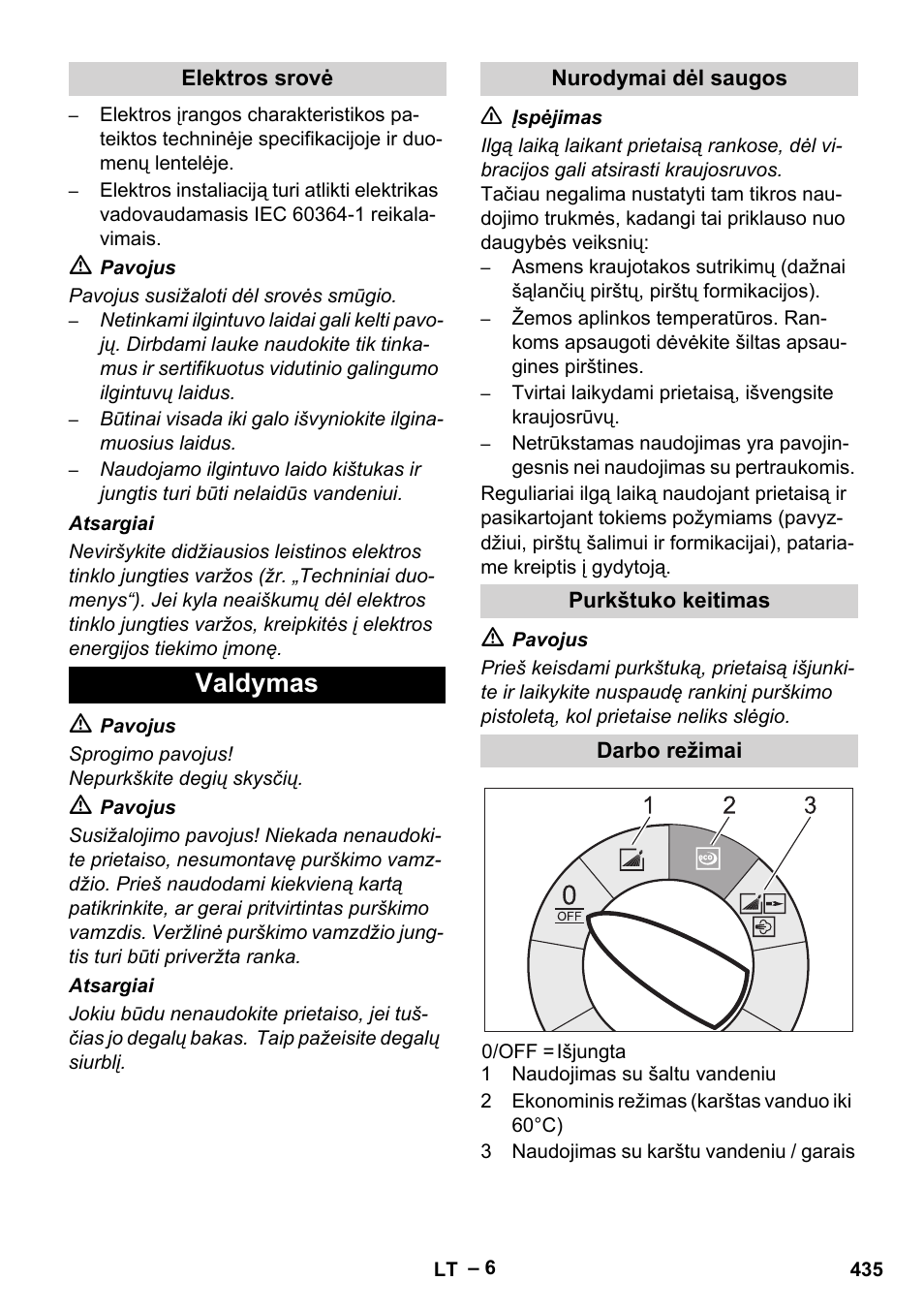 Valdymas | Karcher HDS 8-17-4M Classic EU User Manual | Page 435 / 468