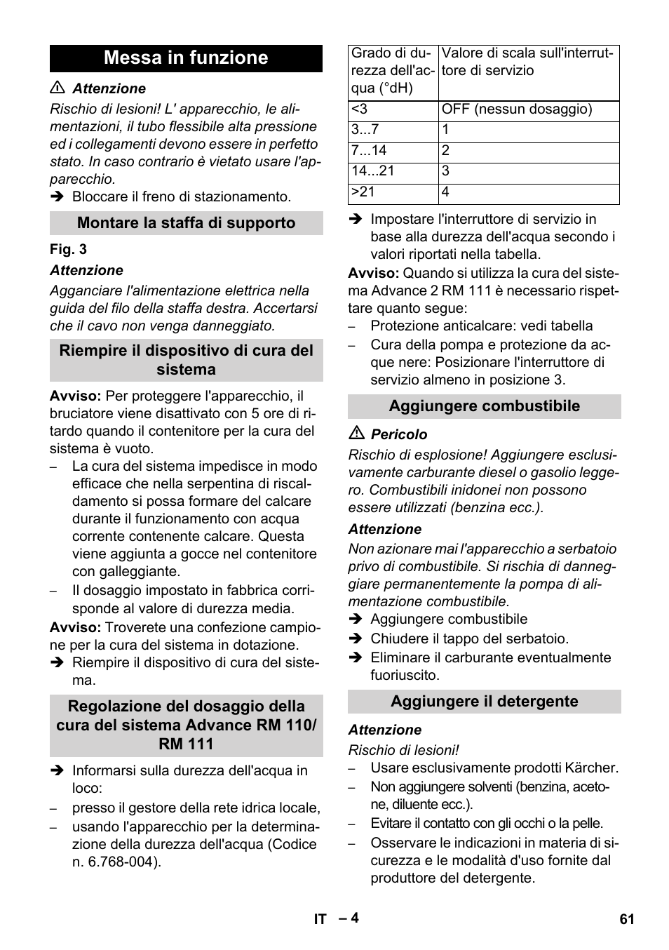 Messa in funzione | Karcher HDS 8-17-4M Classic EU User Manual | Page 61 / 468