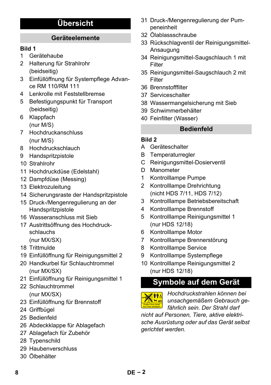 Übersicht, Symbole auf dem gerät | Karcher HDS 8-17-4M Classic EU User Manual | Page 8 / 468