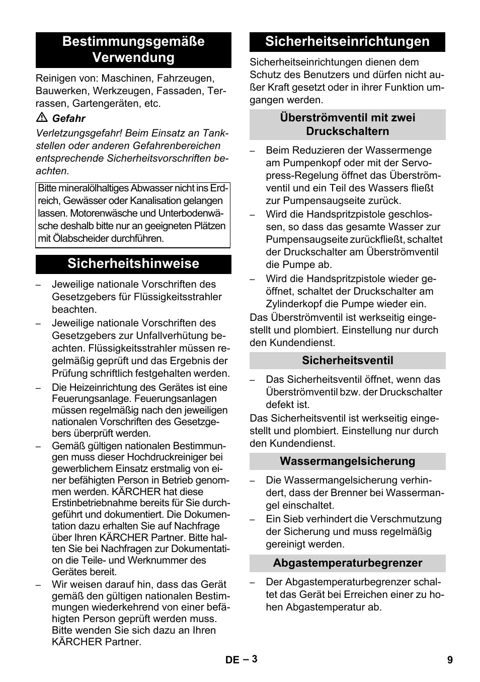 Bestimmungsgemäße verwendung, Sicherheitshinweise sicherheitseinrichtungen | Karcher HDS 8-17-4M Classic EU User Manual | Page 9 / 468