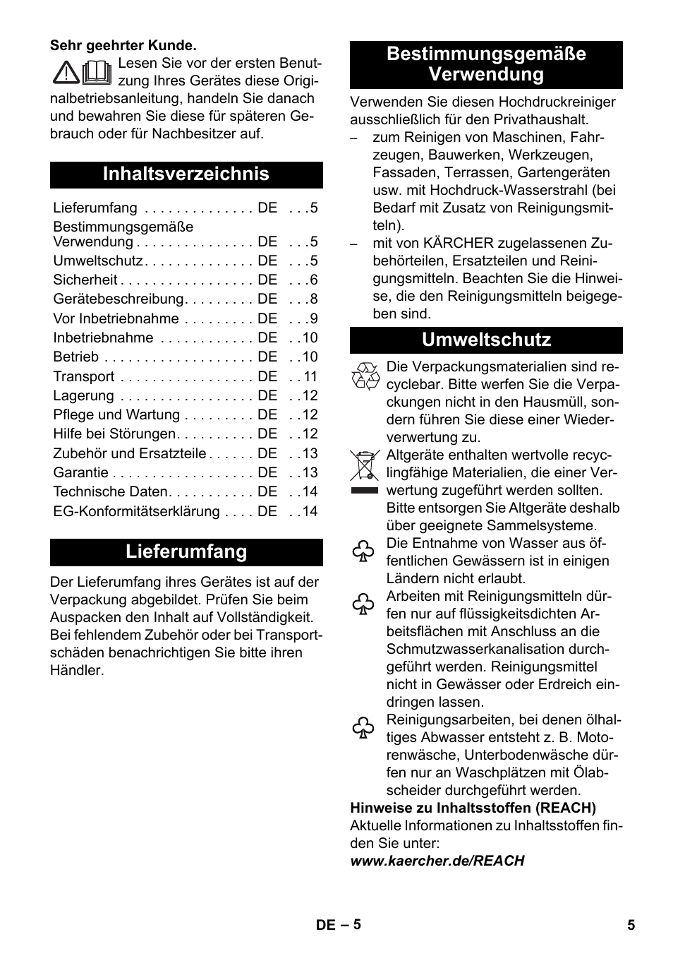 Karcher K 5 Premium User Manual | Page 5 / 294