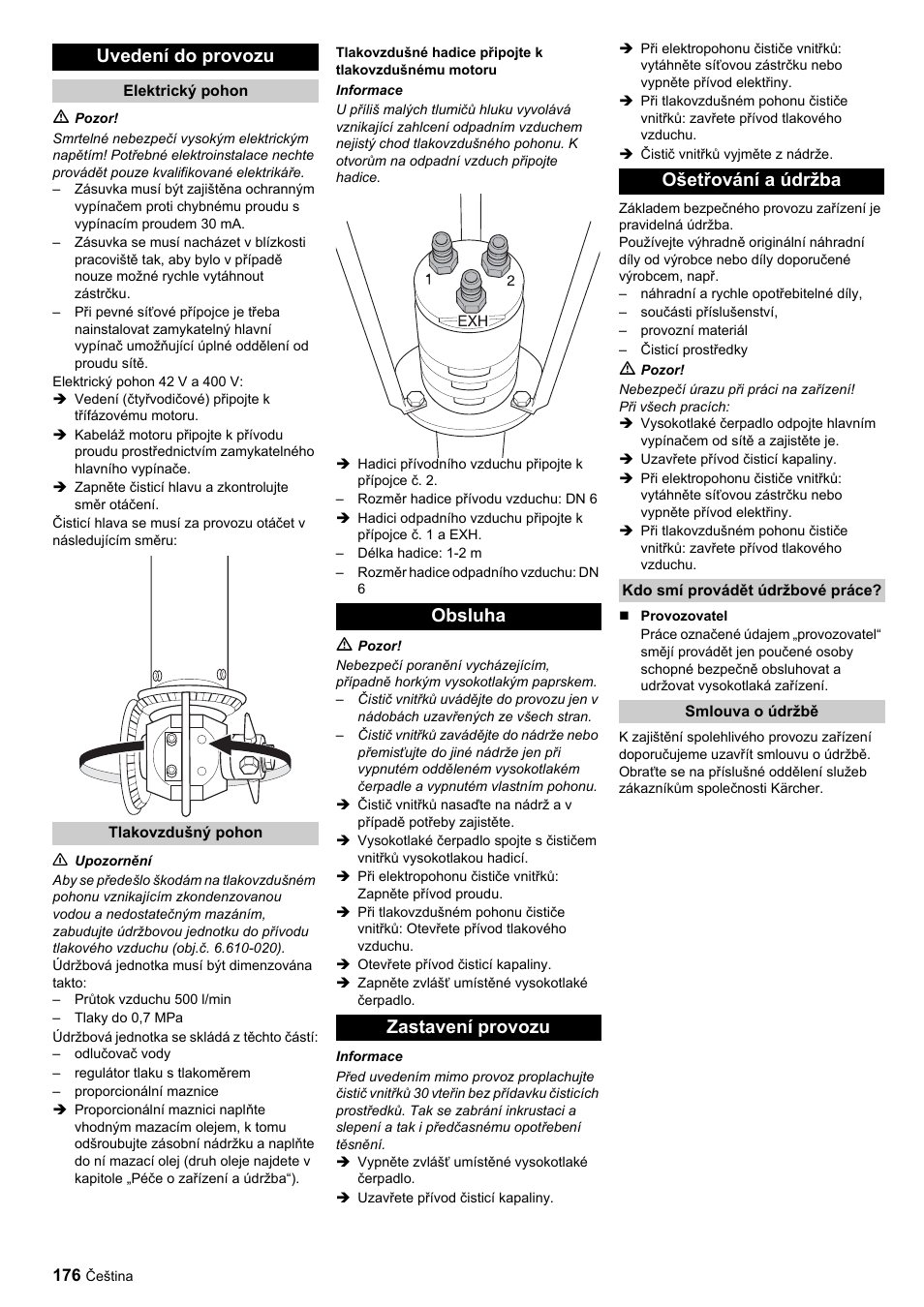 Uvedení do provozu, Obsluha zastavení provozu ošetřování a údržba | Karcher HKF 200 ET User Manual | Page 176 / 228