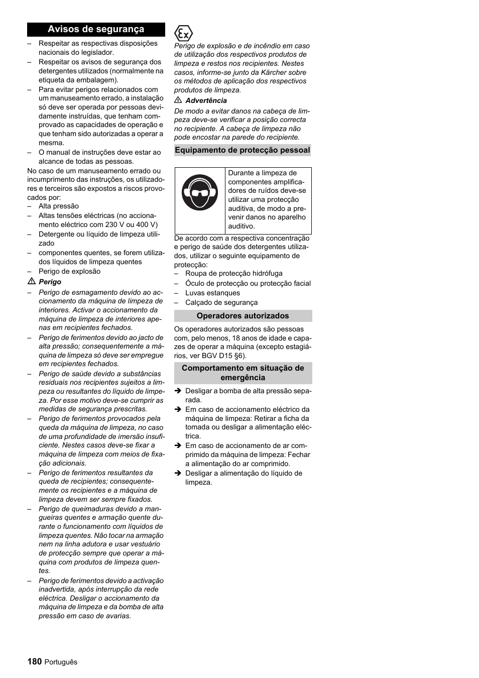 Avisos de segurança | Karcher HKF 200 ET User Manual | Page 180 / 228