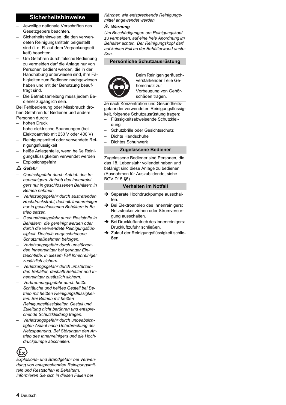 Sicherheitshinweise | Karcher HKF 200 ET User Manual | Page 4 / 228