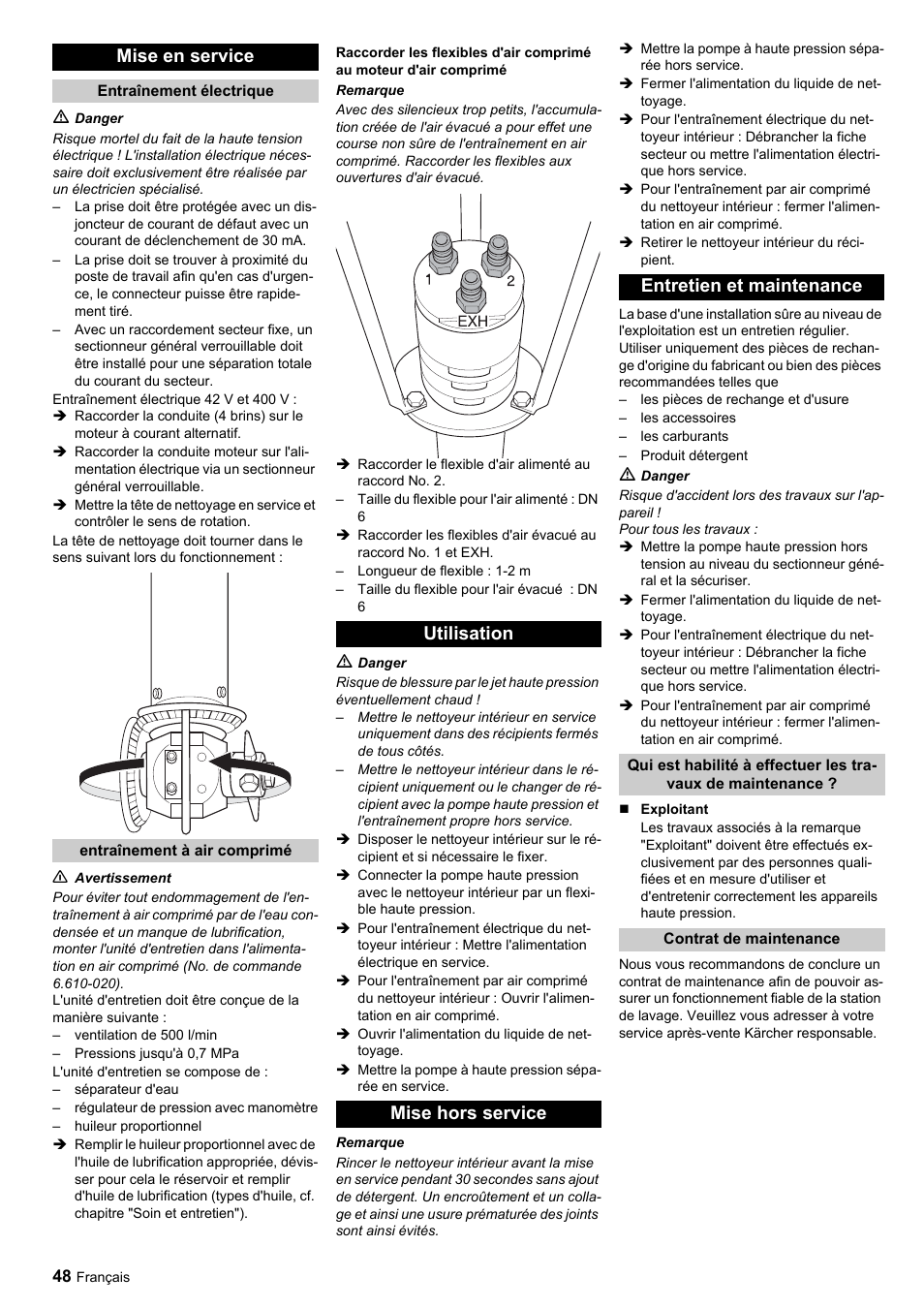 Mise en service | Karcher HKF 200 ET User Manual | Page 48 / 228