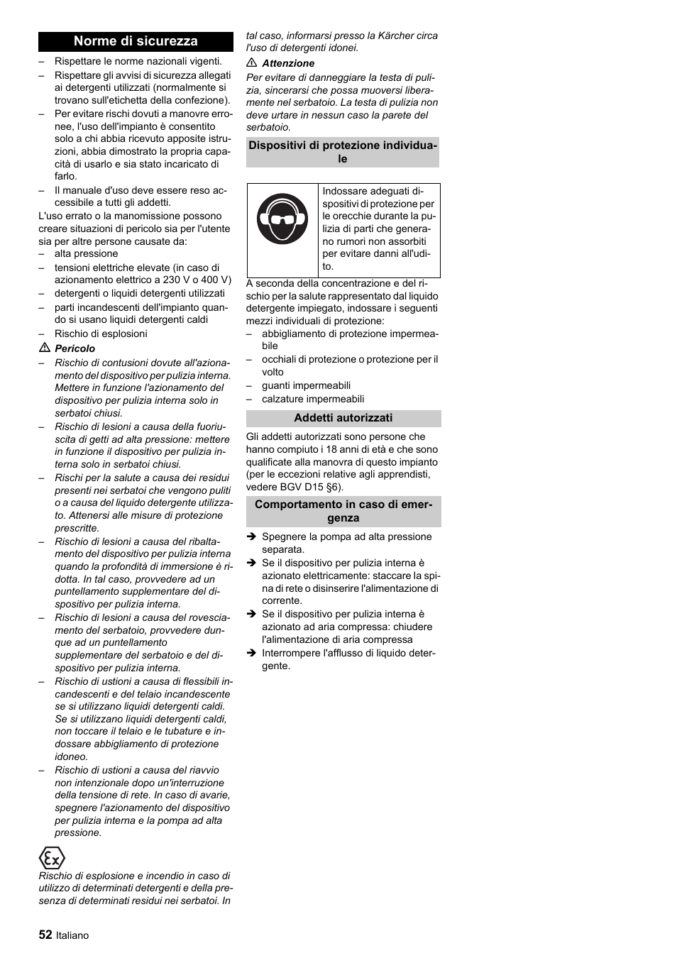 Norme di sicurezza | Karcher HKF 200 ET User Manual | Page 52 / 228