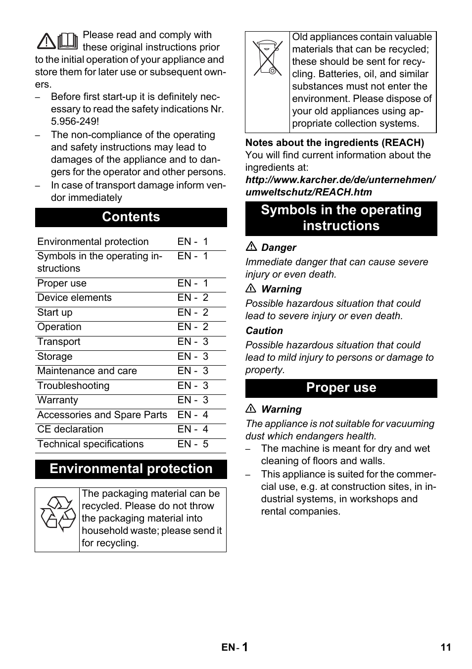 Karcher NT 27-1 Professional User Manual | Page 11 / 148
