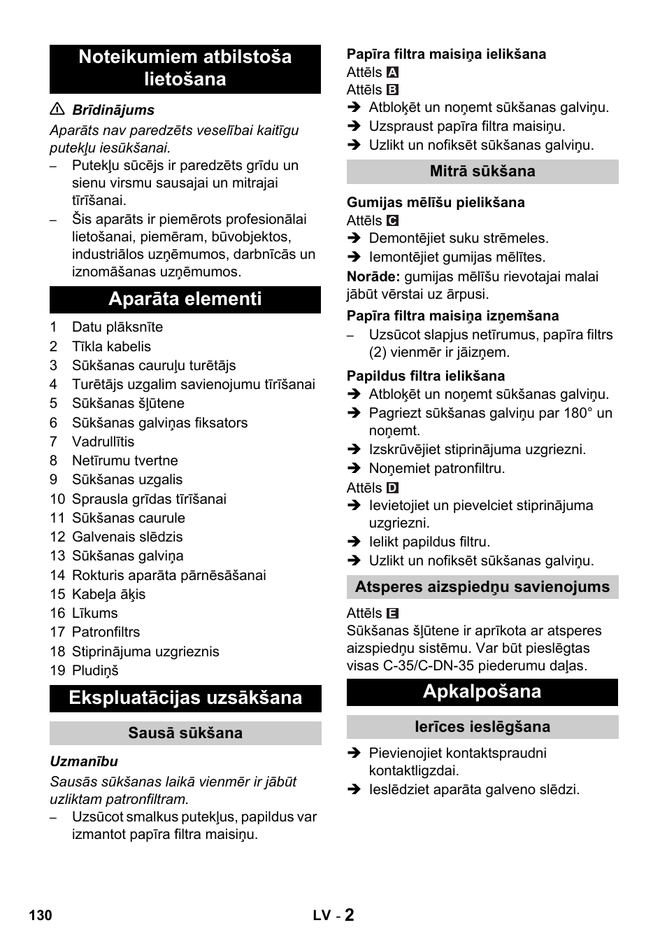 Apkalpošana | Karcher NT 27-1 Professional User Manual | Page 130 / 148