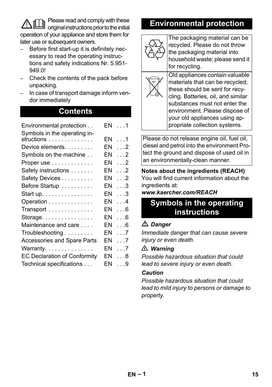 Karcher HD 5-15 C + FR User Manual | Page 15 / 280