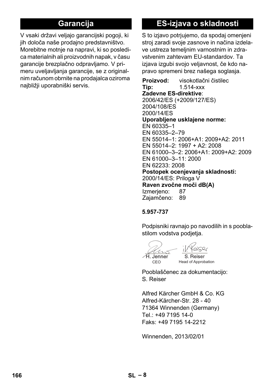 Garancija es-izjava o skladnosti | Karcher HD 5-15 C + FR User Manual | Page 166 / 280