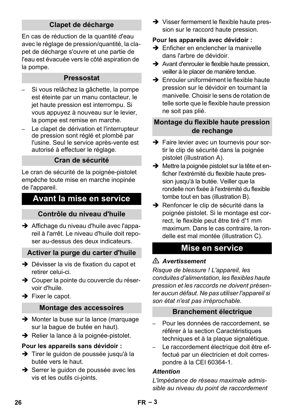 Avant la mise en service, Mise en service | Karcher HD 5-15 C + FR User Manual | Page 26 / 280