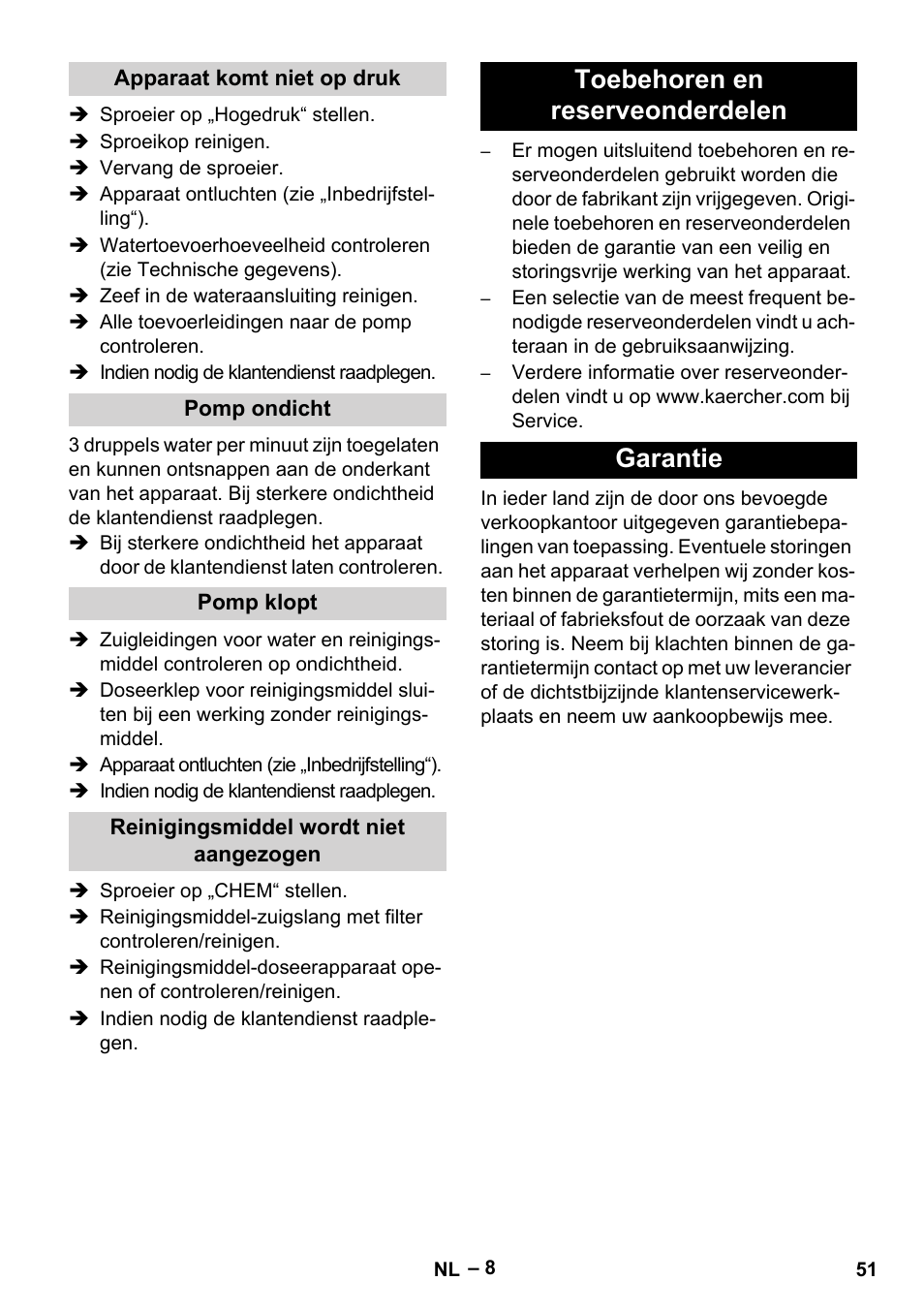 Toebehoren en reserveonderdelen garantie | Karcher HD 5-15 C + FR User Manual | Page 51 / 280