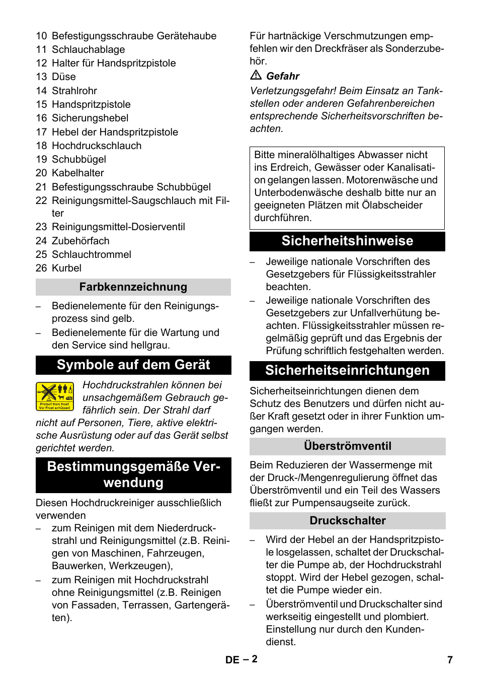 Sicherheitshinweise sicherheitseinrichtungen | Karcher HD 5-15 C + FR User Manual | Page 7 / 280