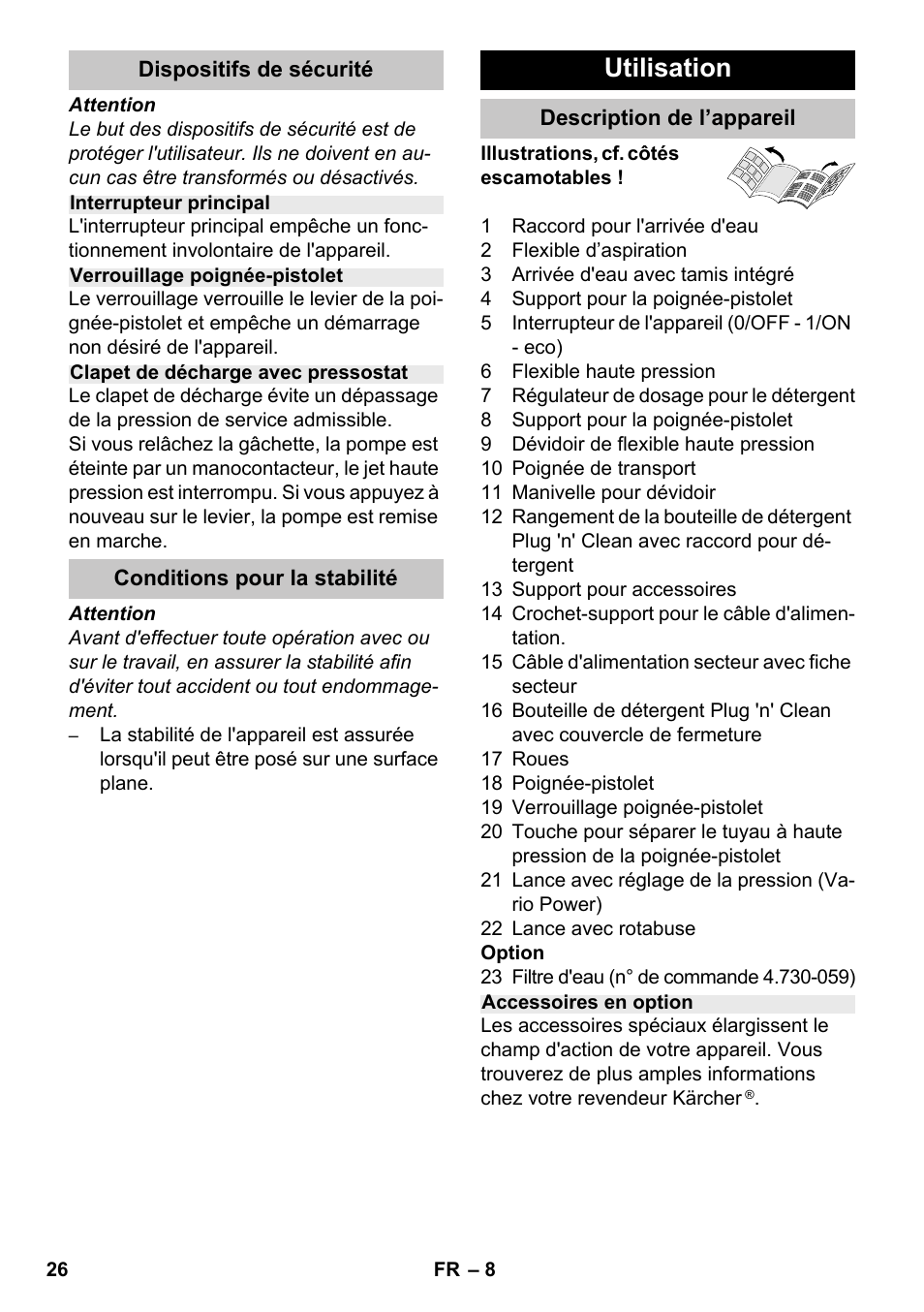 Utilisation | Karcher K 7 Premium eco!ogic Home User Manual | Page 26 / 264