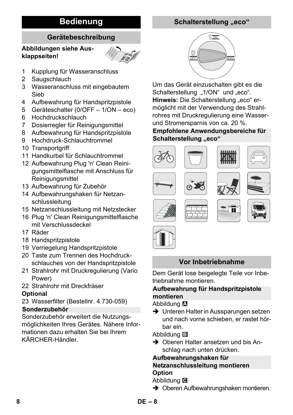 Bedienung | Karcher K 7 Premium eco!ogic Home User Manual | Page 8 / 264