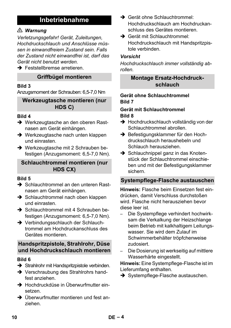 Inbetriebnahme | Karcher HDS 8-18-4 C User Manual | Page 10 / 496
