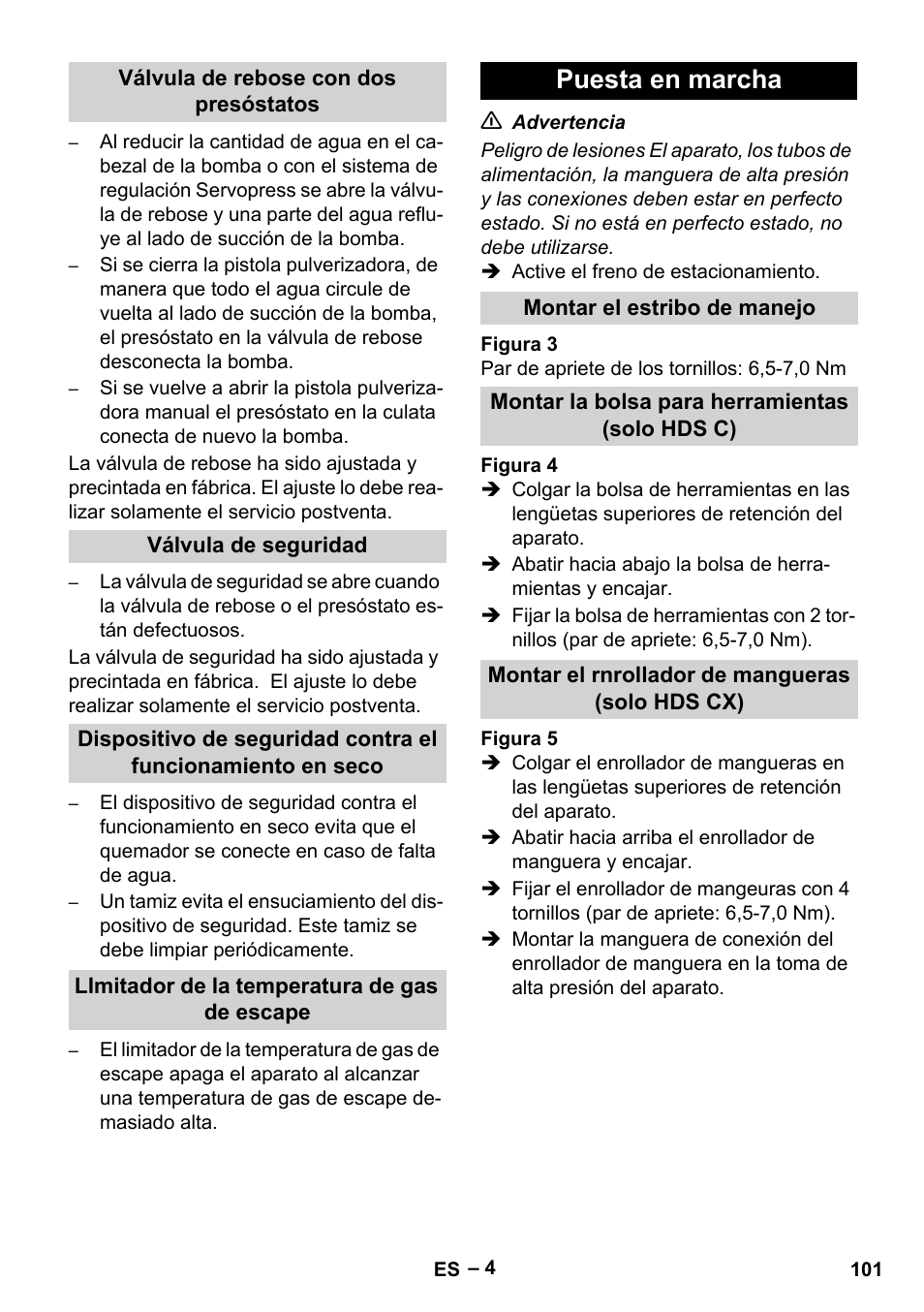 Puesta en marcha | Karcher HDS 8-18-4 C User Manual | Page 101 / 496