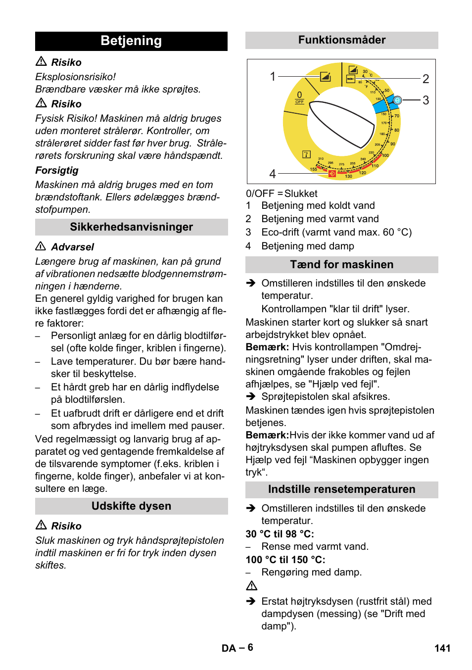 Betjening | Karcher HDS 8-18-4 C User Manual | Page 141 / 496