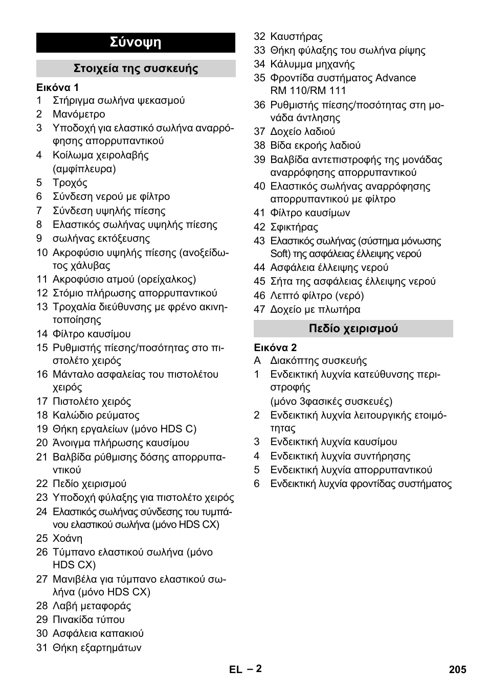 Σύνοψη | Karcher HDS 8-18-4 C User Manual | Page 205 / 496
