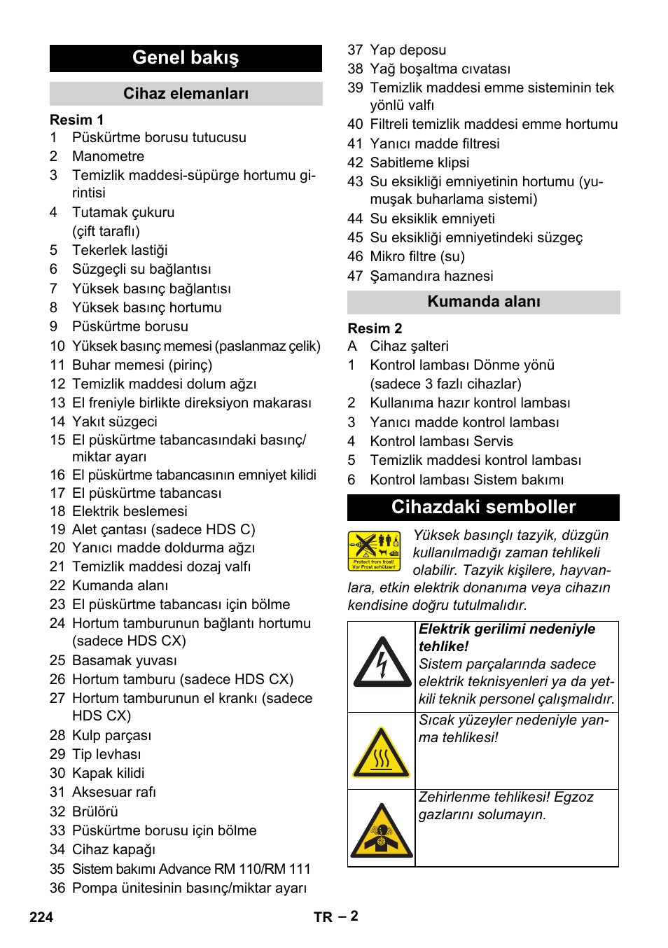 Genel bakış, Cihazdaki semboller | Karcher HDS 8-18-4 C User Manual | Page 224 / 496