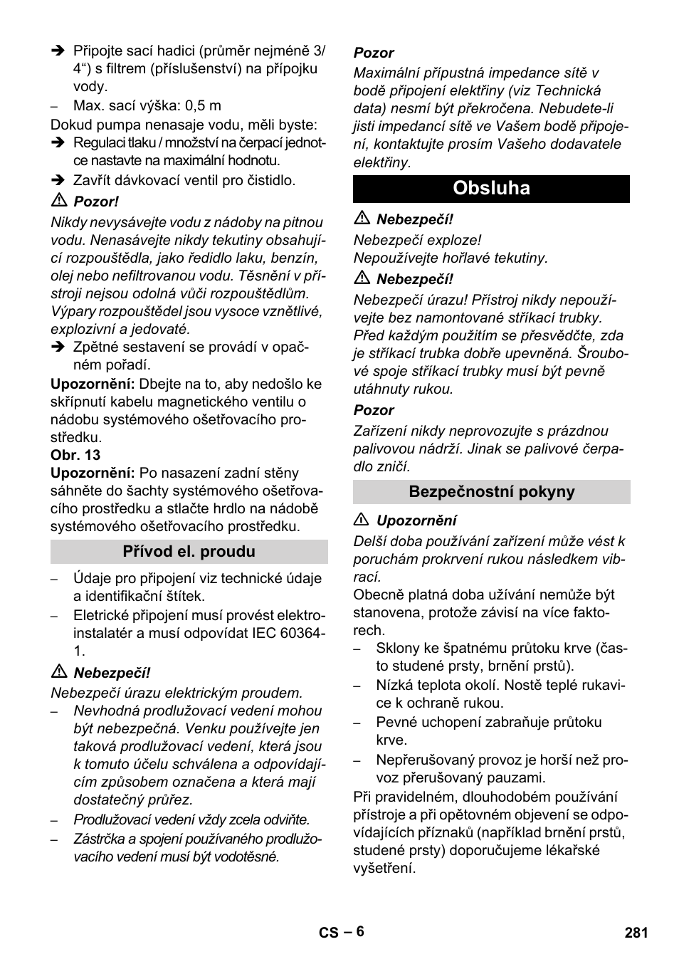 Obsluha | Karcher HDS 8-18-4 C User Manual | Page 281 / 496