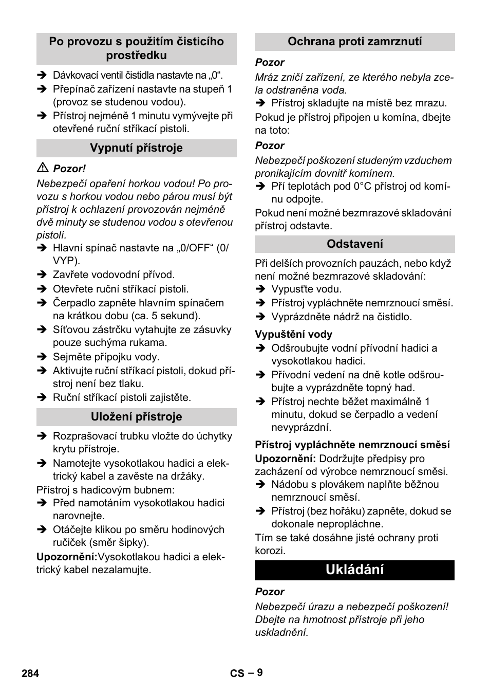 Ukládání | Karcher HDS 8-18-4 C User Manual | Page 284 / 496