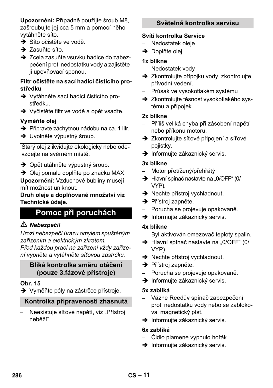 Pomoc při poruchách | Karcher HDS 8-18-4 C User Manual | Page 286 / 496