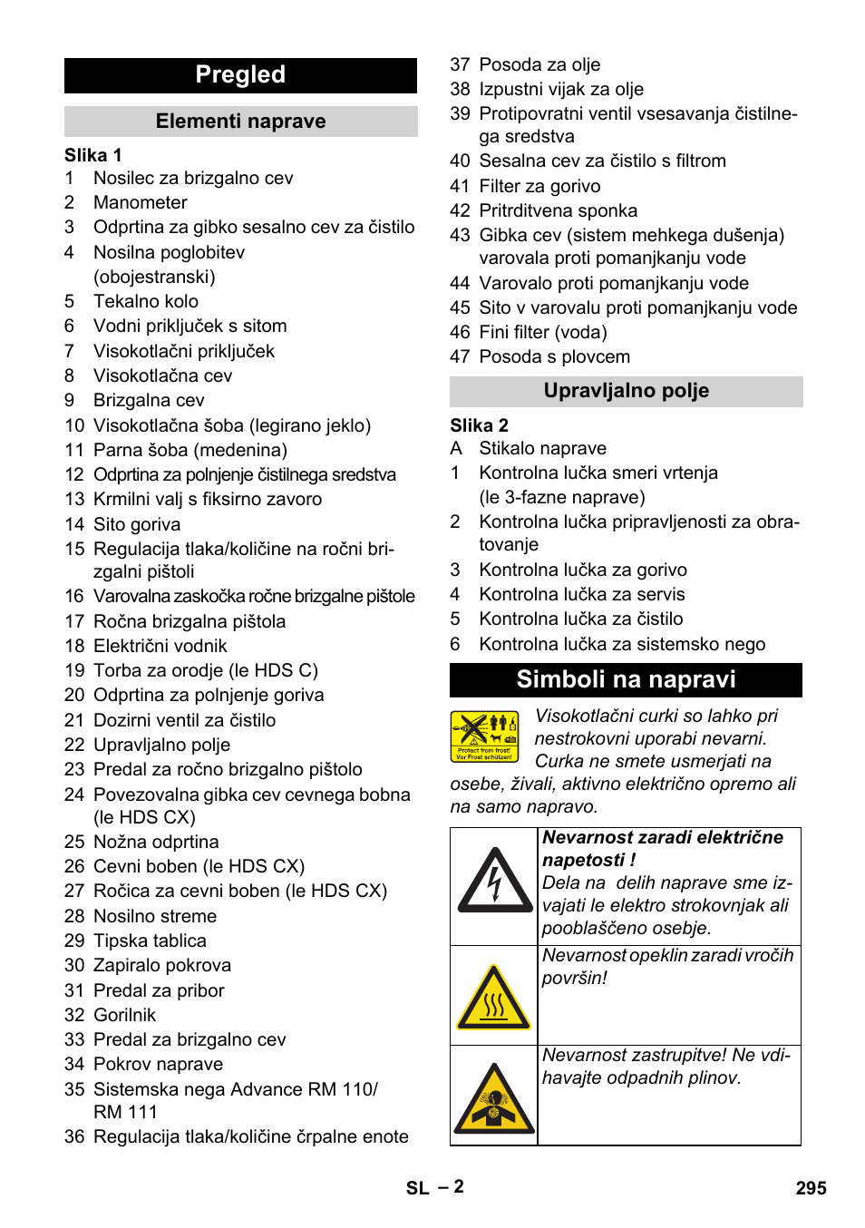 Pregled, Simboli na napravi | Karcher HDS 8-18-4 C User Manual | Page 295 / 496
