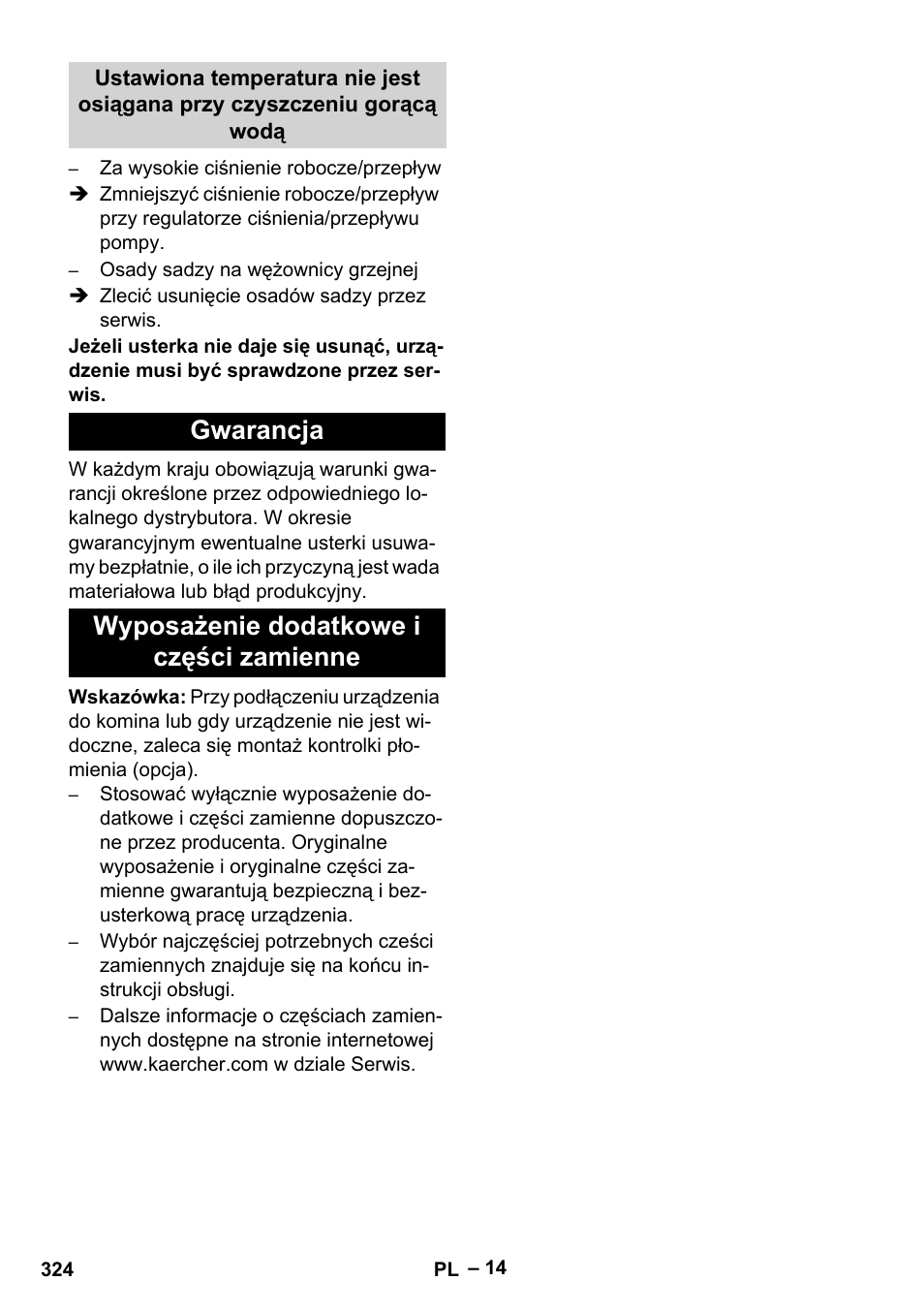 Gwarancja wyposażenie dodatkowe i części zamienne | Karcher HDS 8-18-4 C User Manual | Page 324 / 496