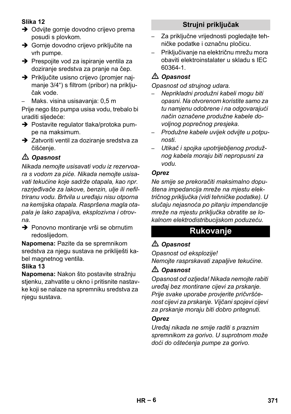 Rukovanje | Karcher HDS 8-18-4 C User Manual | Page 371 / 496