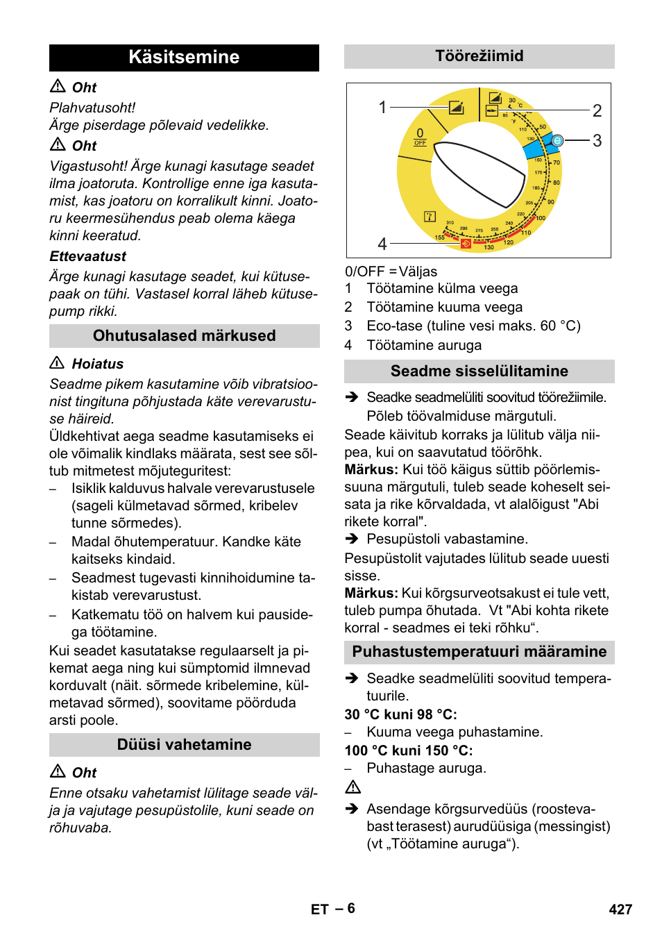Käsitsemine | Karcher HDS 8-18-4 C User Manual | Page 427 / 496