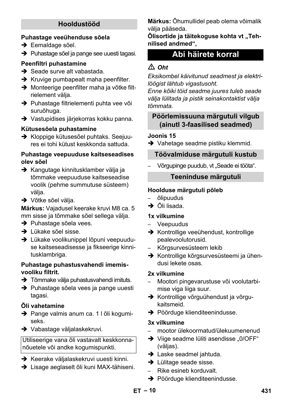 Abi häirete korral | Karcher HDS 8-18-4 C User Manual | Page 431 / 496