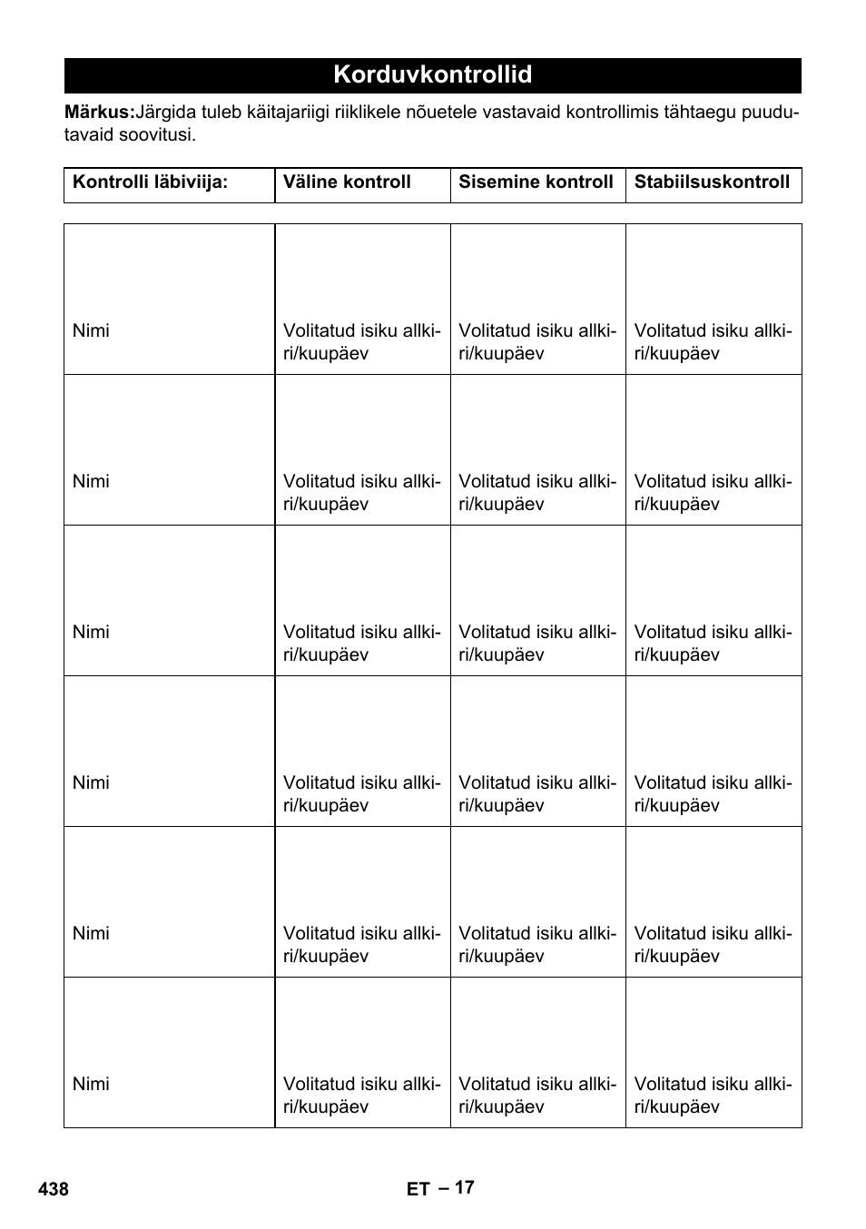 Korduvkontrollid | Karcher HDS 8-18-4 C User Manual | Page 438 / 496